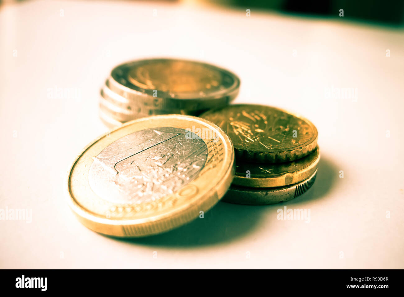 euro coins on white background Stock Photo
