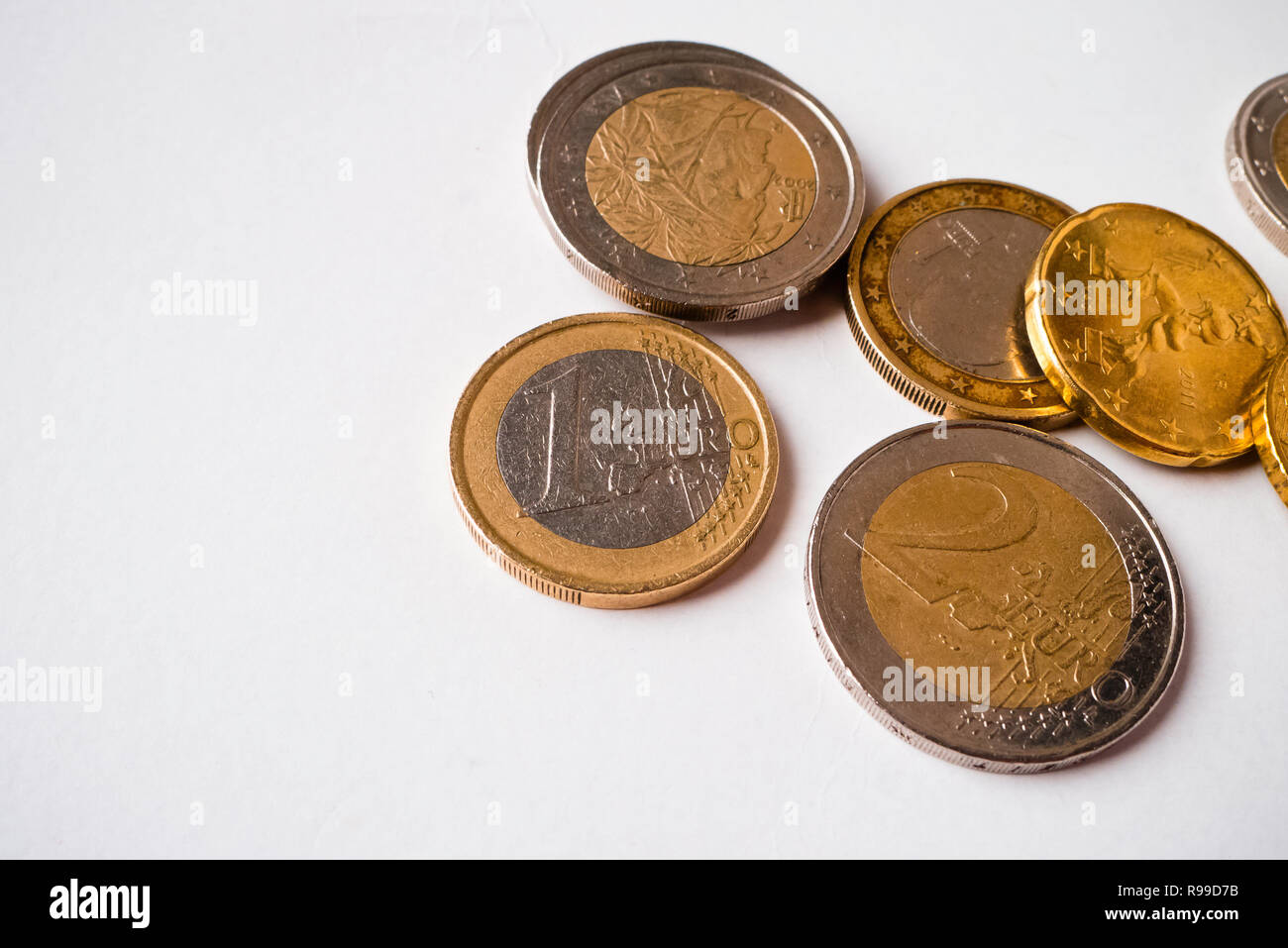 euro coins on white background Stock Photo - Alamy