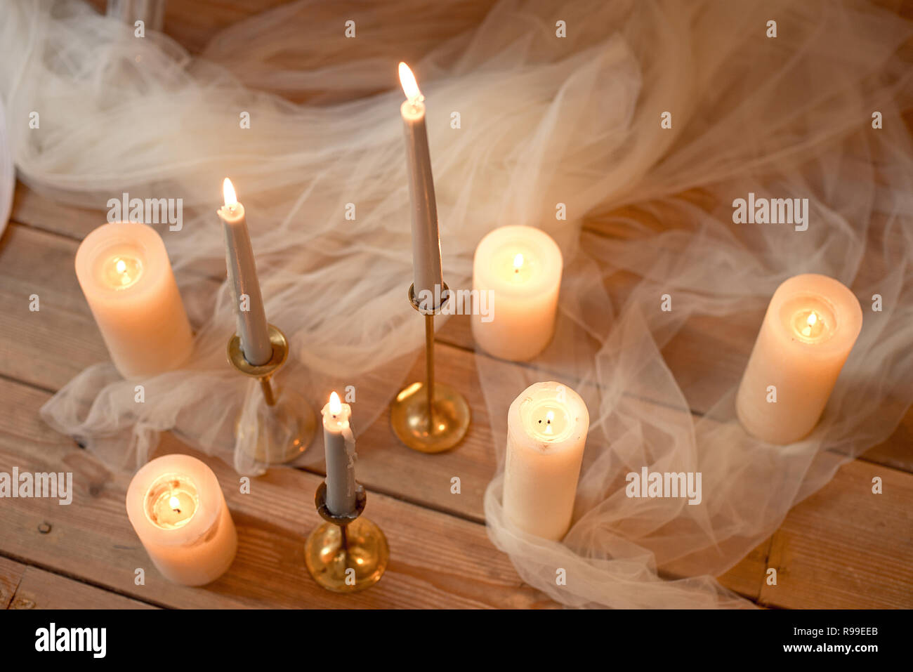 Fresh bright pink roses, petals, candle, and towel in a spa Stock Photo by  ©BVDC01 9508854