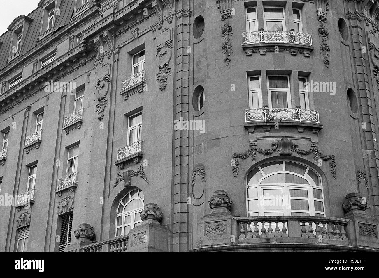 MONTERREY, NL/MEXICO - NOV 10, 2003: Facade detail of the Ancira hotel (built 1909), at the Macroplaza Stock Photo
