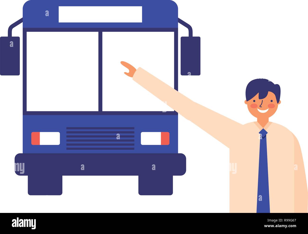 businessman character taking transport bus vector illustration Stock ...