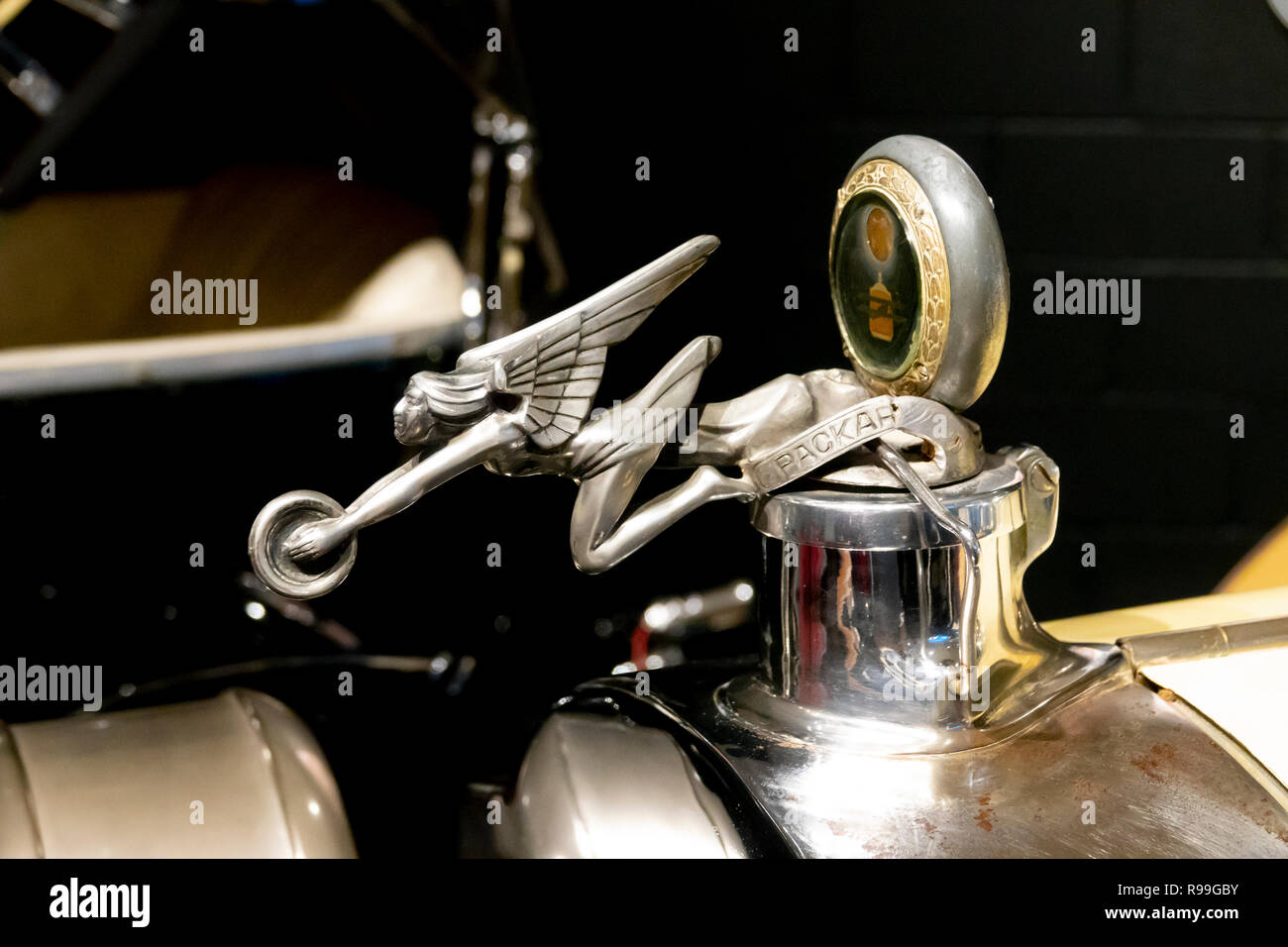 Hood ornament on a Packard car automobile Stock Photo