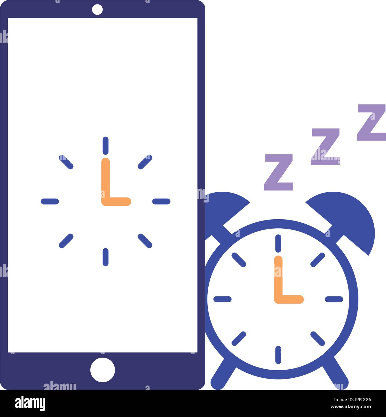 alarm clock mobile sleep daily routine vector illustration Stock Vector ...