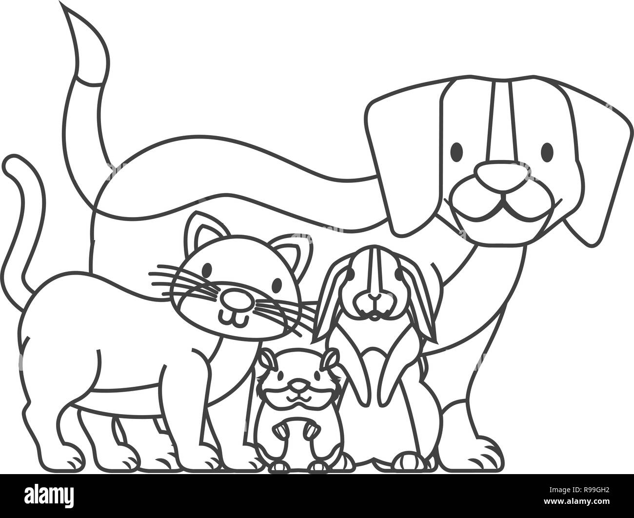 dog cat hamster and rabbit pet shop card vector illustration Stock Vector