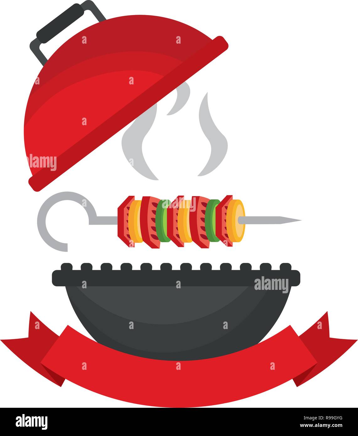 grill barbecue skewer hot food vector illustration Stock Vector Image