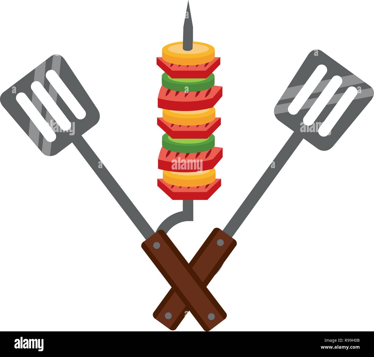 skewer with spatulas barbecue on white background vector illustration ...