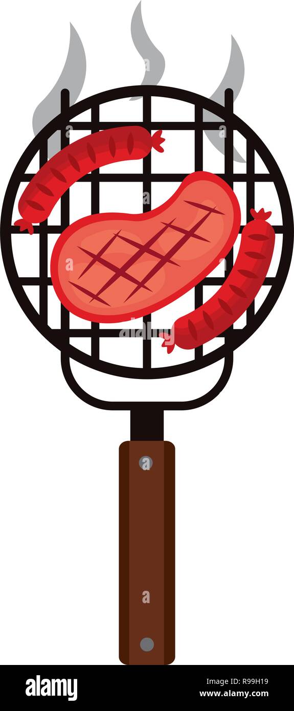 grill barbecue sausages and steak vector illustration Stock Vector ...