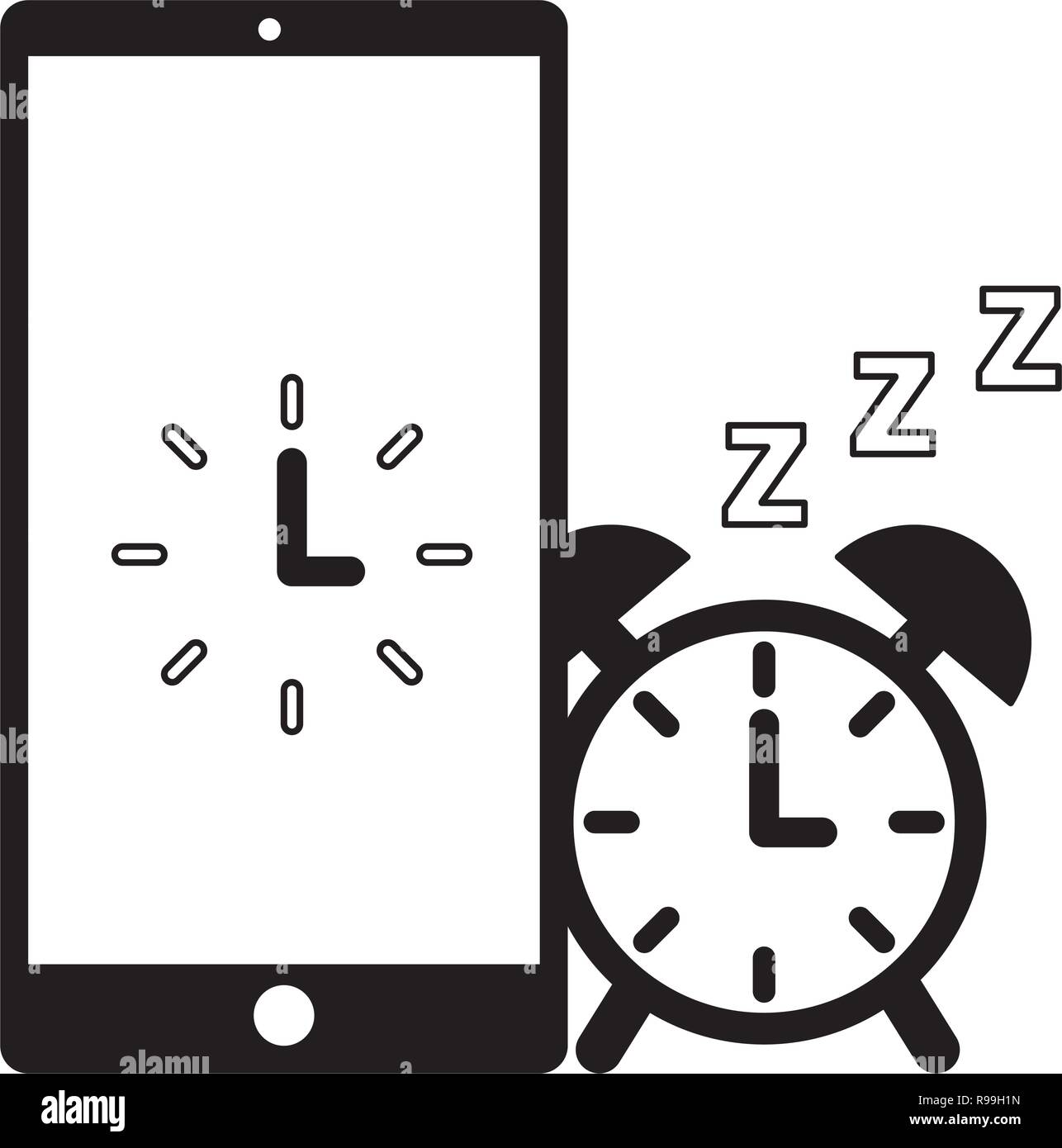 alarm clock mobile sleep daily routine vector illustration Stock Vector ...