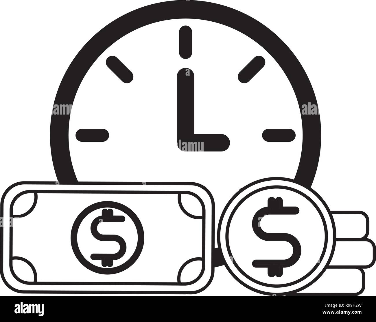 clock banknote and coin business vector illustration Stock Vector Image ...
