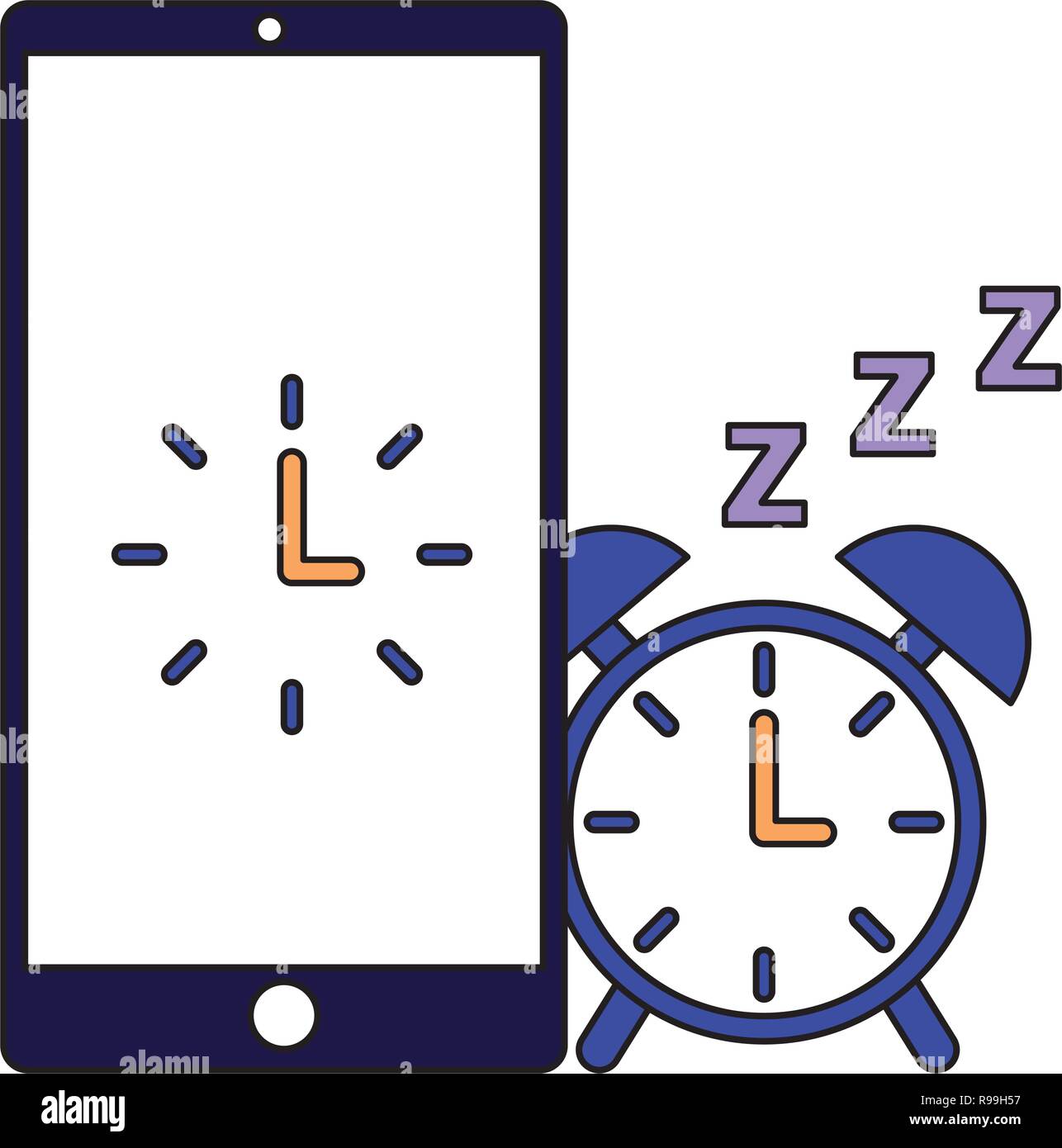 alarm clock mobile sleep daily routine vector illustration Stock Vector ...