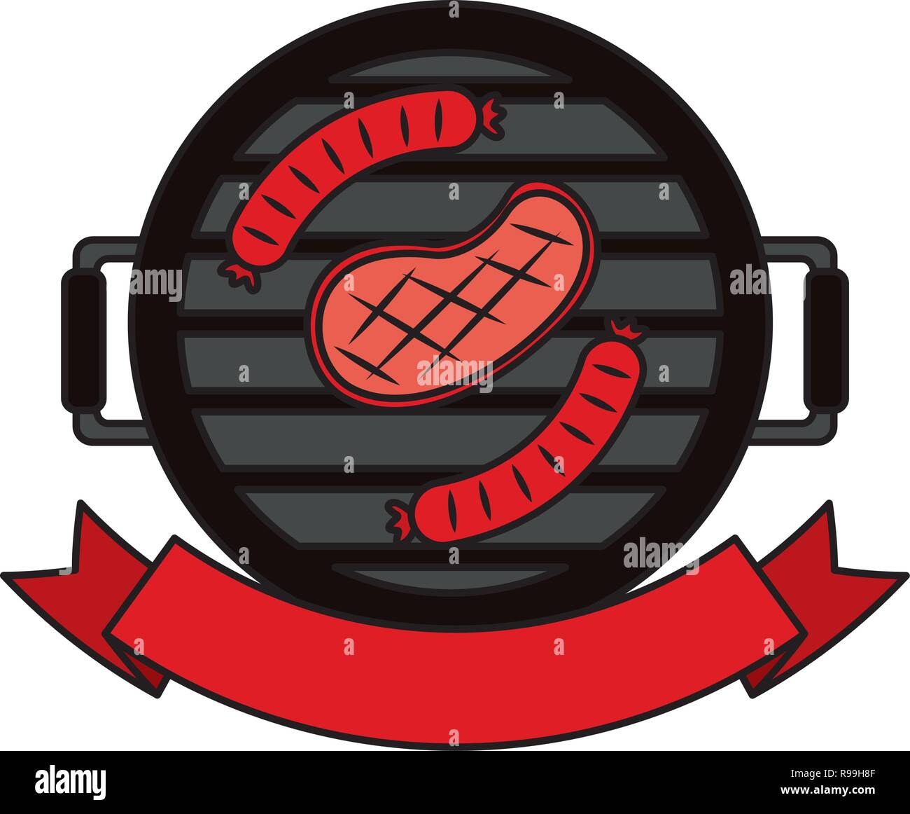 grill barbecue steak and sausages vector illustration Stock Vector ...
