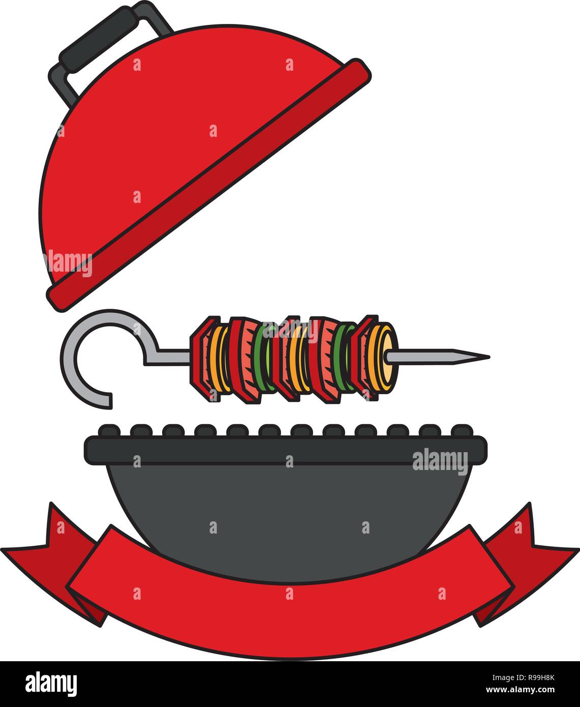 grill barbecue skewer hot food vector illustration Stock Vector Image