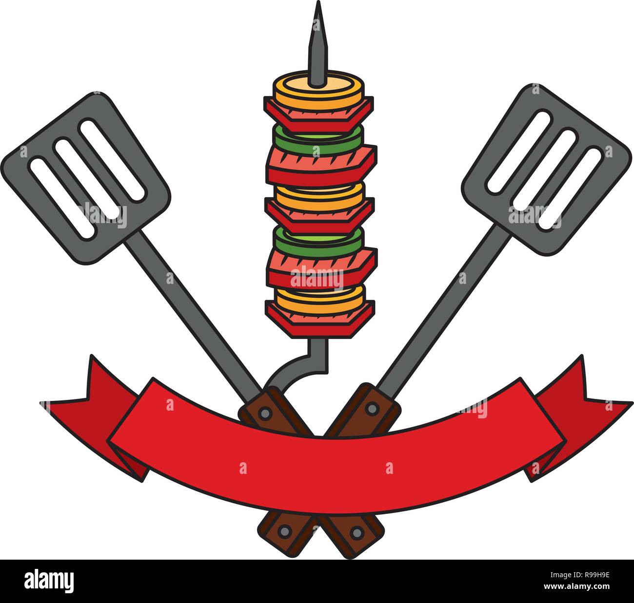 Bbq pork skewers Stock Vector Images - Alamy