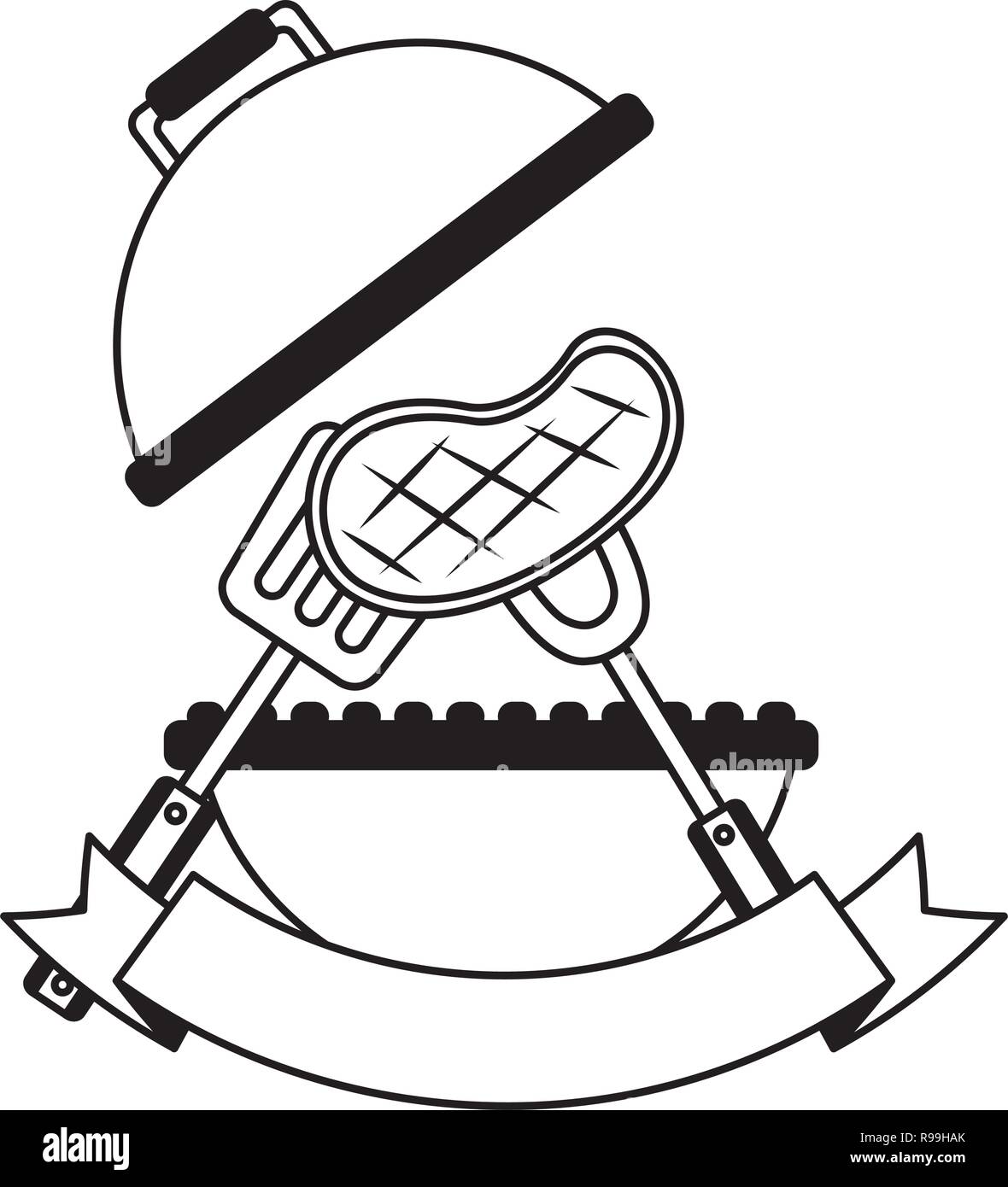 grill barbecue meat on fork vector illustration Stock Vector Image