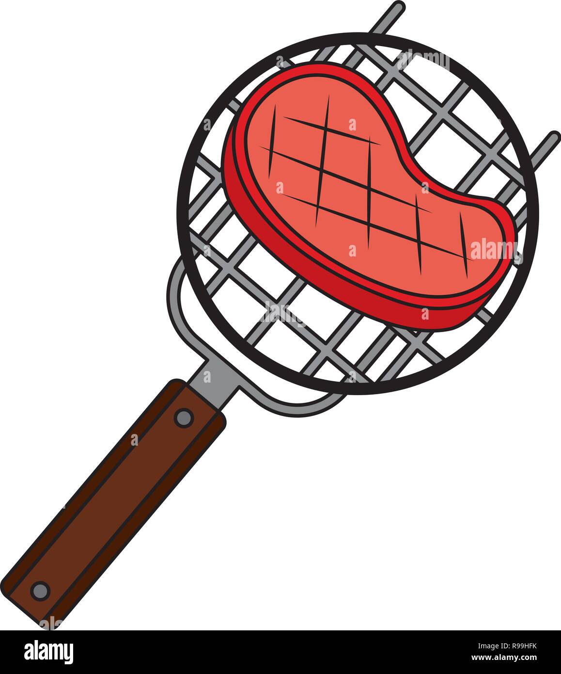barbecue grill with meat steak vector illustration Stock Vector Image ...