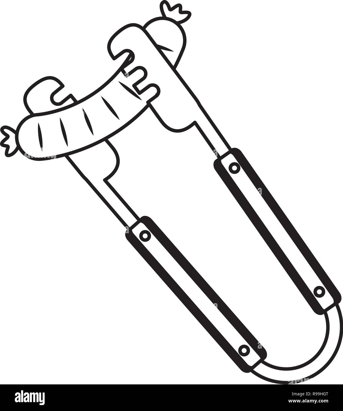 barbecue tongs with sausage white background vector illustration barbecue tongs with sausage white background vector illustration