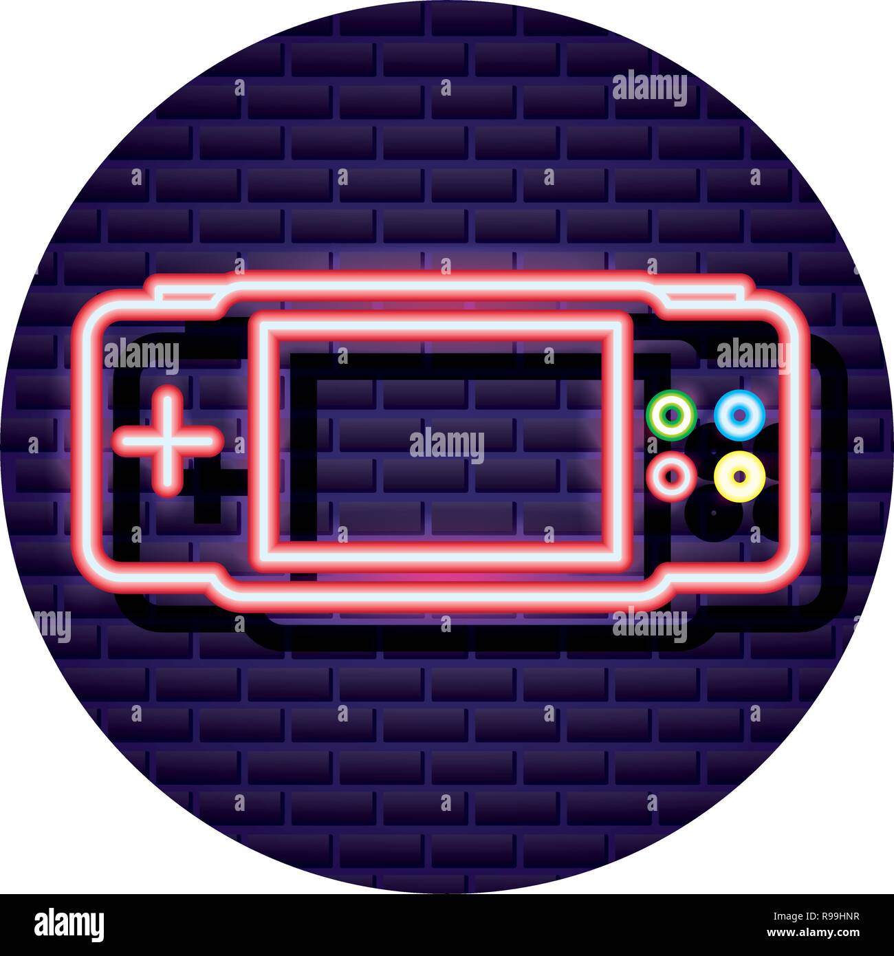 gamepad gadget neon video game vector illustration Stock Vector Image ...
