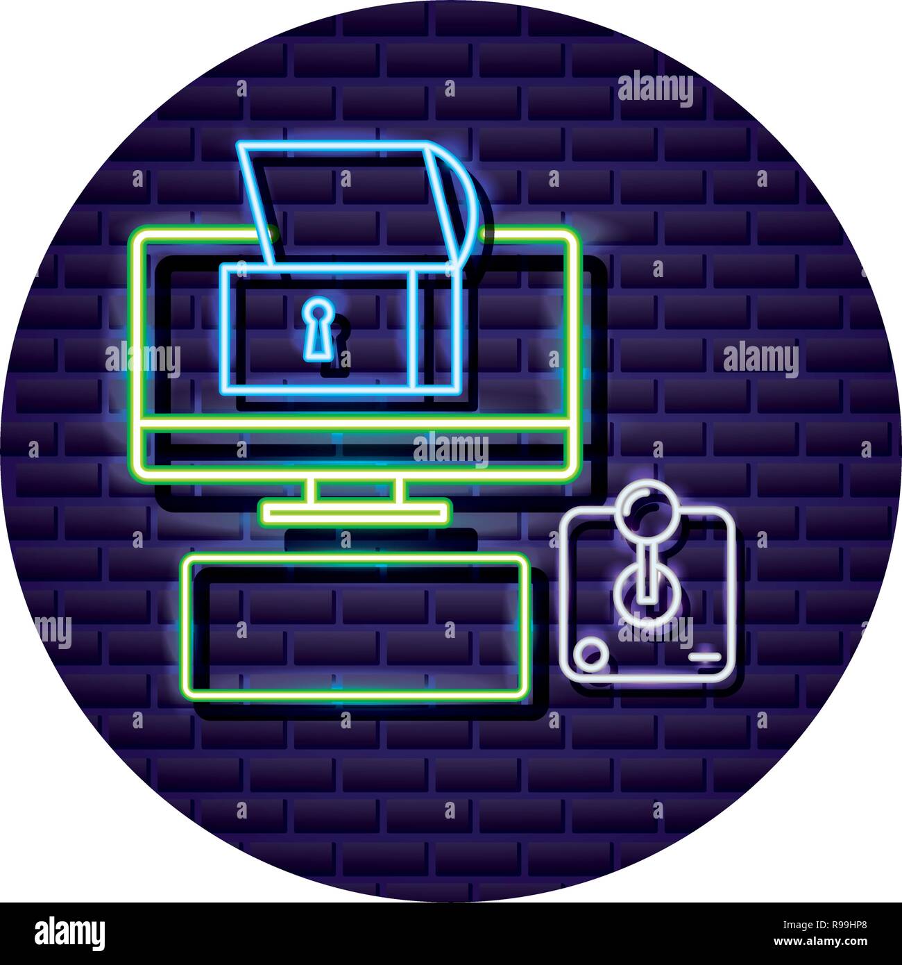 computer controller and chest neon video game vector illustration Stock ...