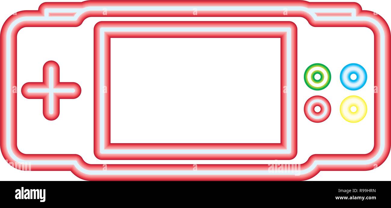 gamepad gadget neon video game vector illustration Stock Vector Image ...