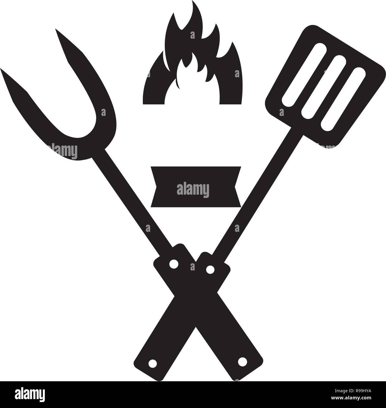 fork and spatula utensils flame vector illustration Stock Vector Image ...