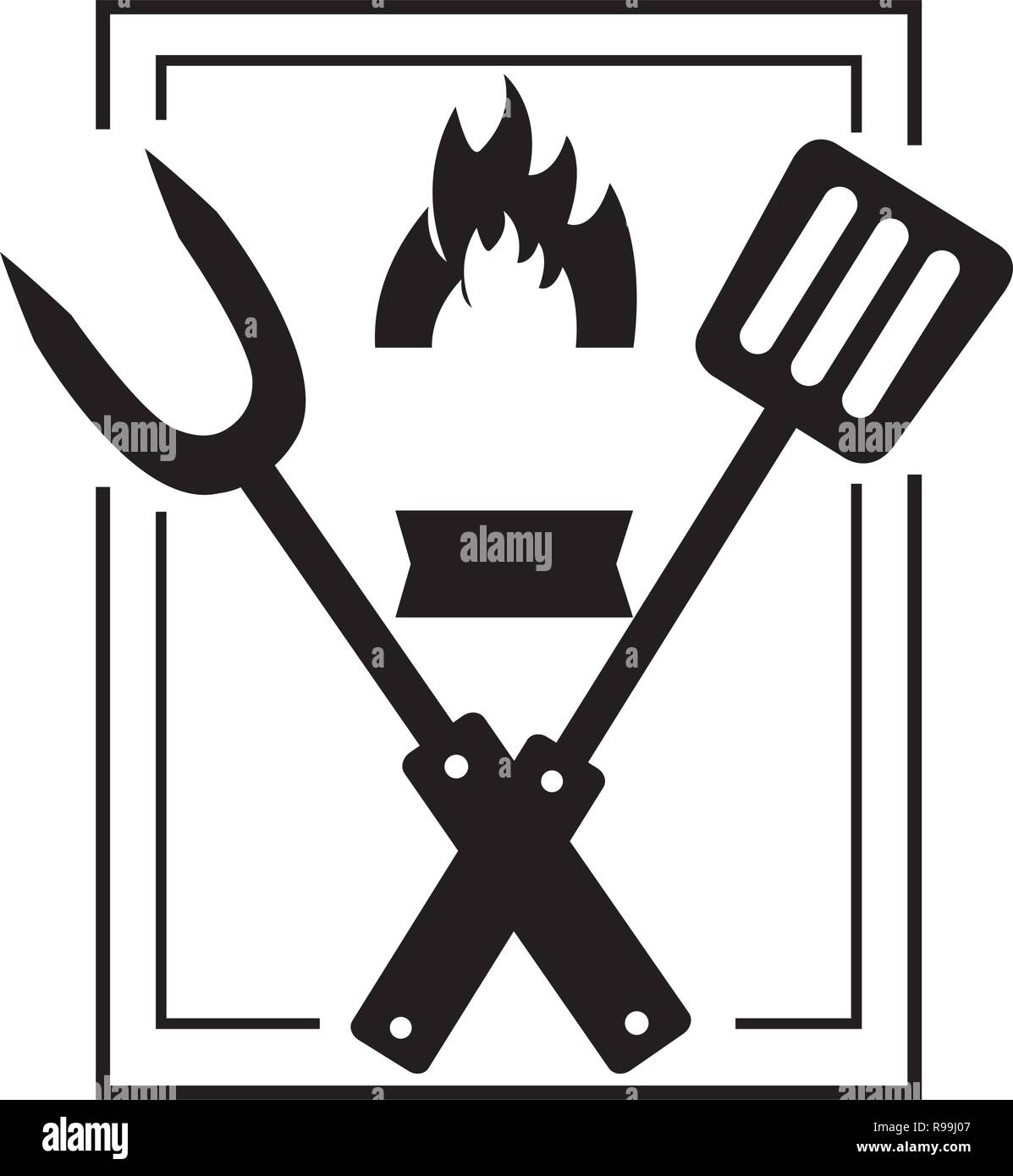 fork and spatula utensils flame vector illustration Stock Vector Image ...