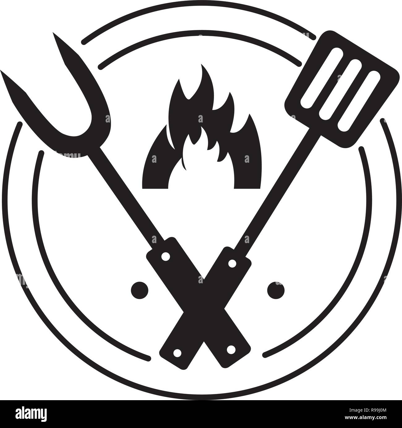 fork and spatula utensils flame vector illustration Stock Vector Image ...