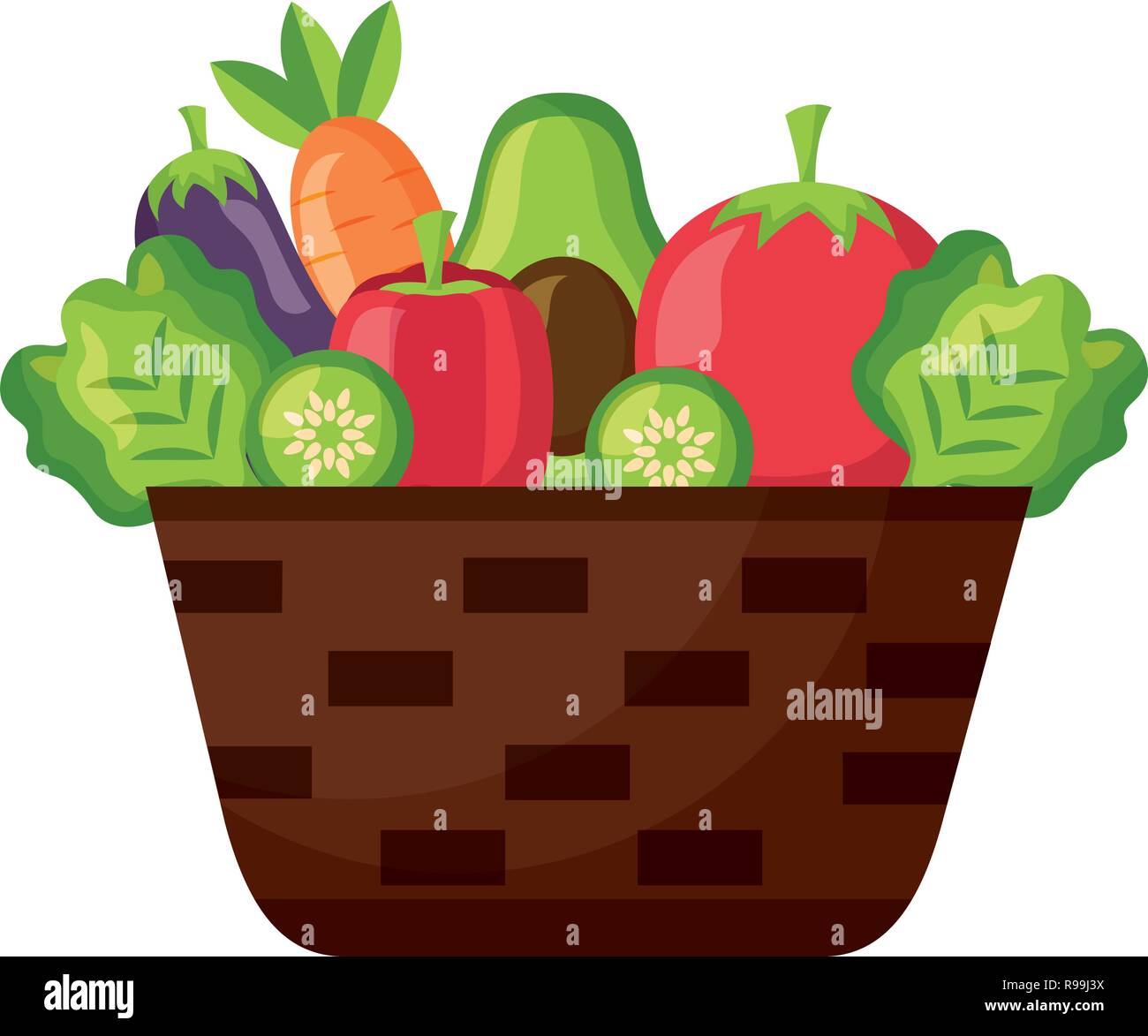 wicker basket with filled vegetables vector illustration Stock Vector ...