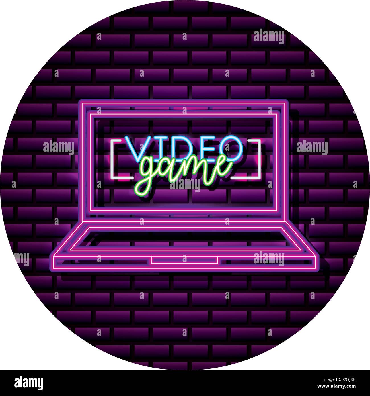 computer gadget neon video game wall vector illustration Stock Vector ...