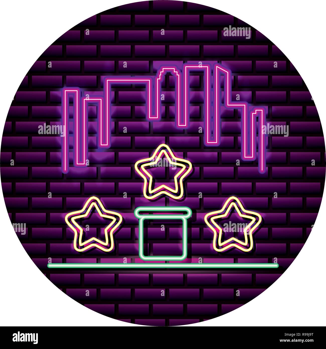 city star level neon video game wall vector illustration Stock Vector ...