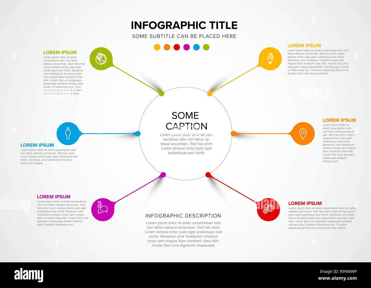 Vector multipurpose Infographic template made from circle and droplet pins Stock Vector