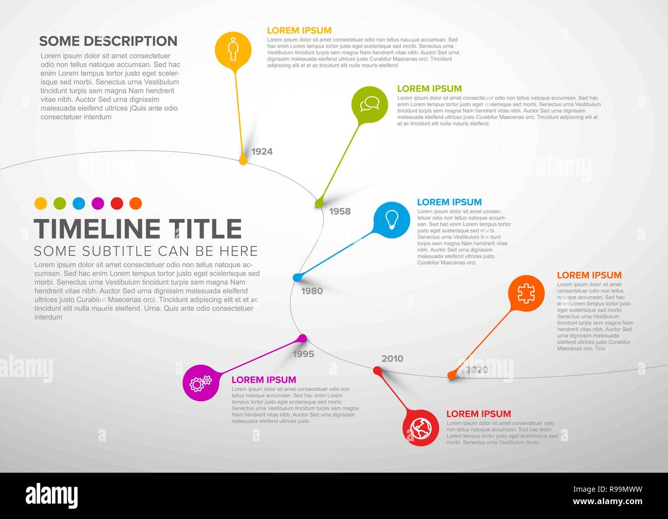 Colorful dark vector infographic timeline report template with bubbles ...