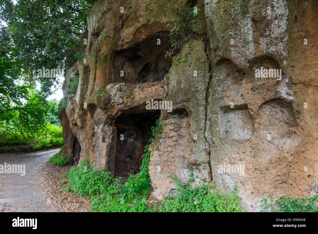 Sutri in Lazio, Italy. Rupestrian necropolis from the Roman period Stock Photo