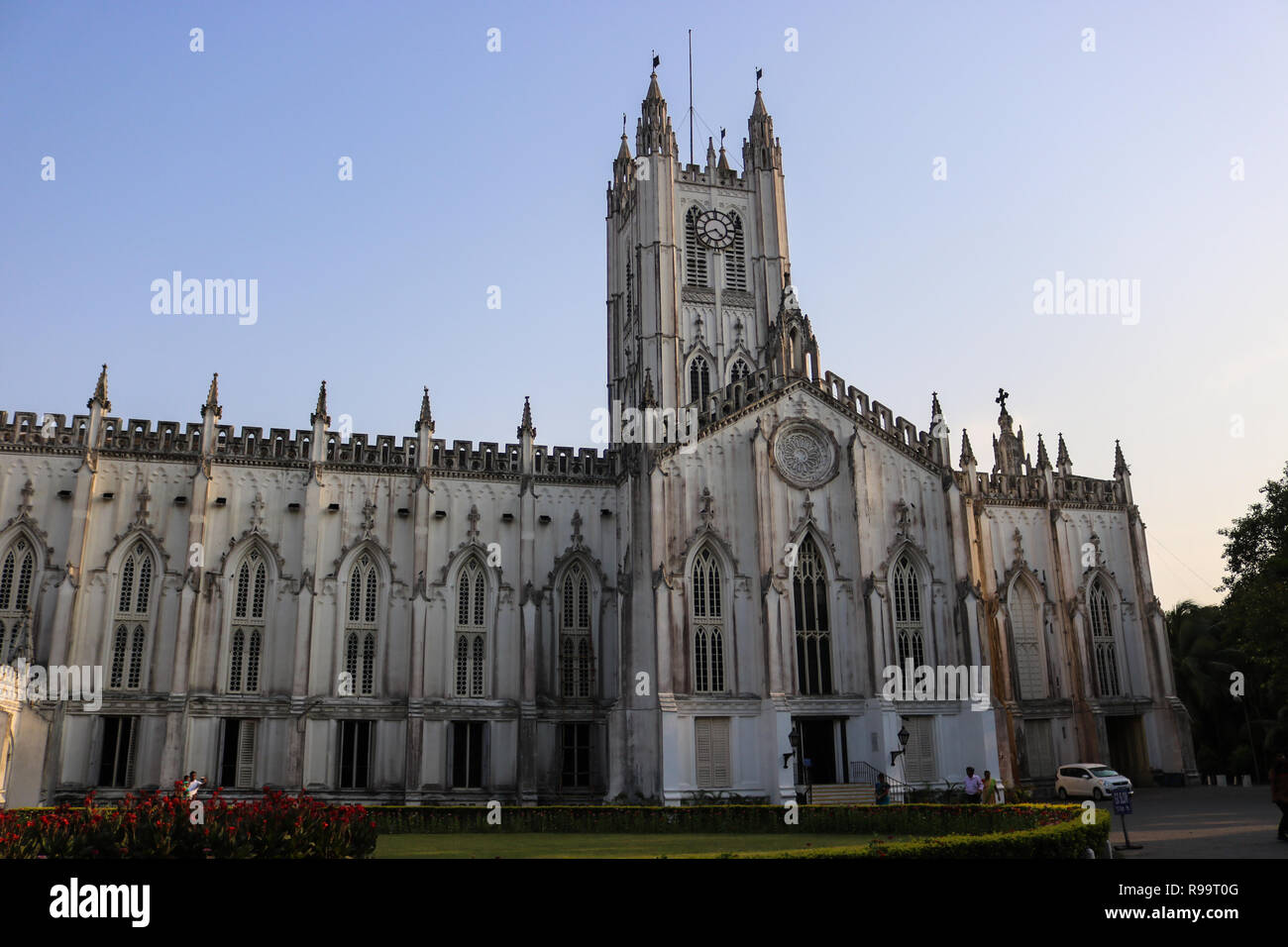 St. Paul's Cathedral is a CNI Cathedral of Anglican background in Kolkata, West Bengal, India, noted for its Gothic architecture. Stock Photo