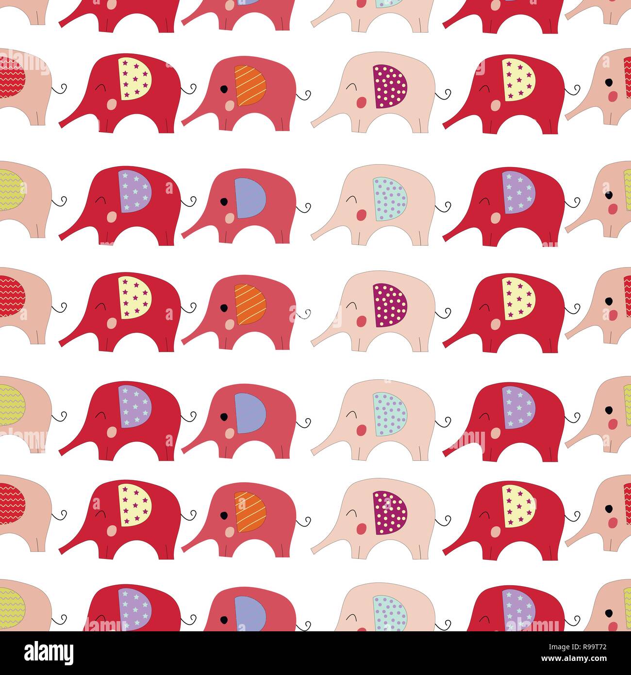 Cartoon color elephants seamless pattern. Vector illustration Stock ...