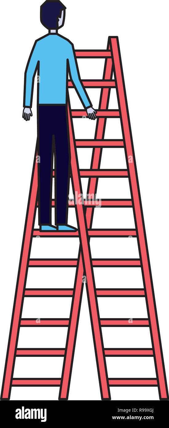 businessman climbing stairs white background vector illustration Stock ...