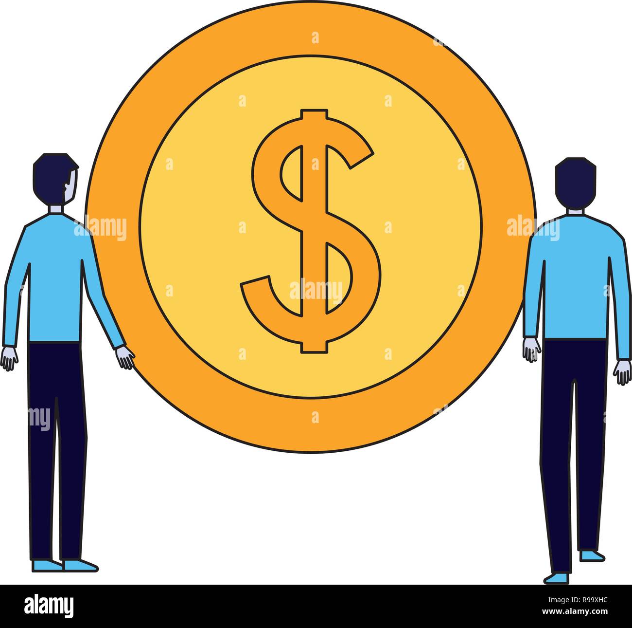businessmen with dollar coin money vector illustration Stock Vector ...
