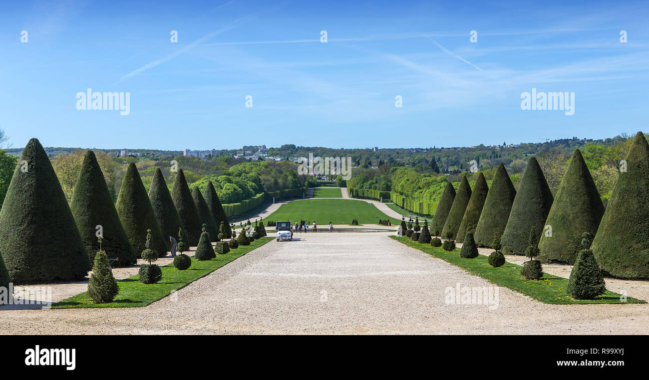 SCEAUX, FRANCE, APRIL 12, 2017 : gardens of chateau de Sceaux, in the park, april 12, 2017, in Sceaux, France Stock Photo
