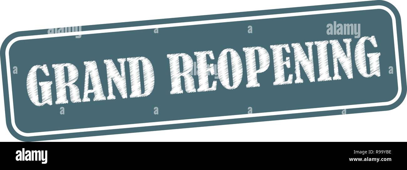 Grand reopening. Square grungy stamp. Vector illustration Stock Vector