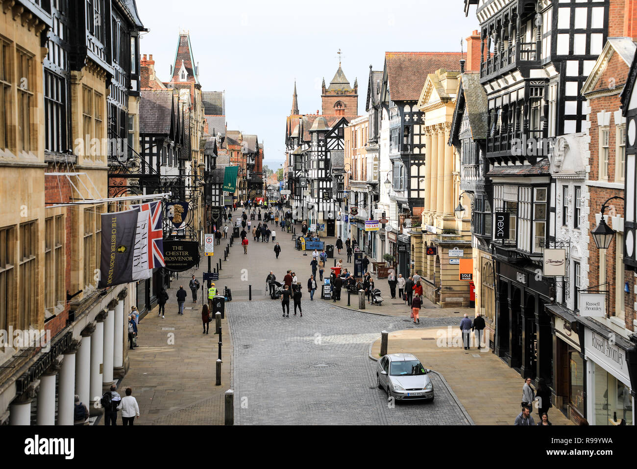 Shoppers on Eastgate Street in Chester, the County town of Cheshire