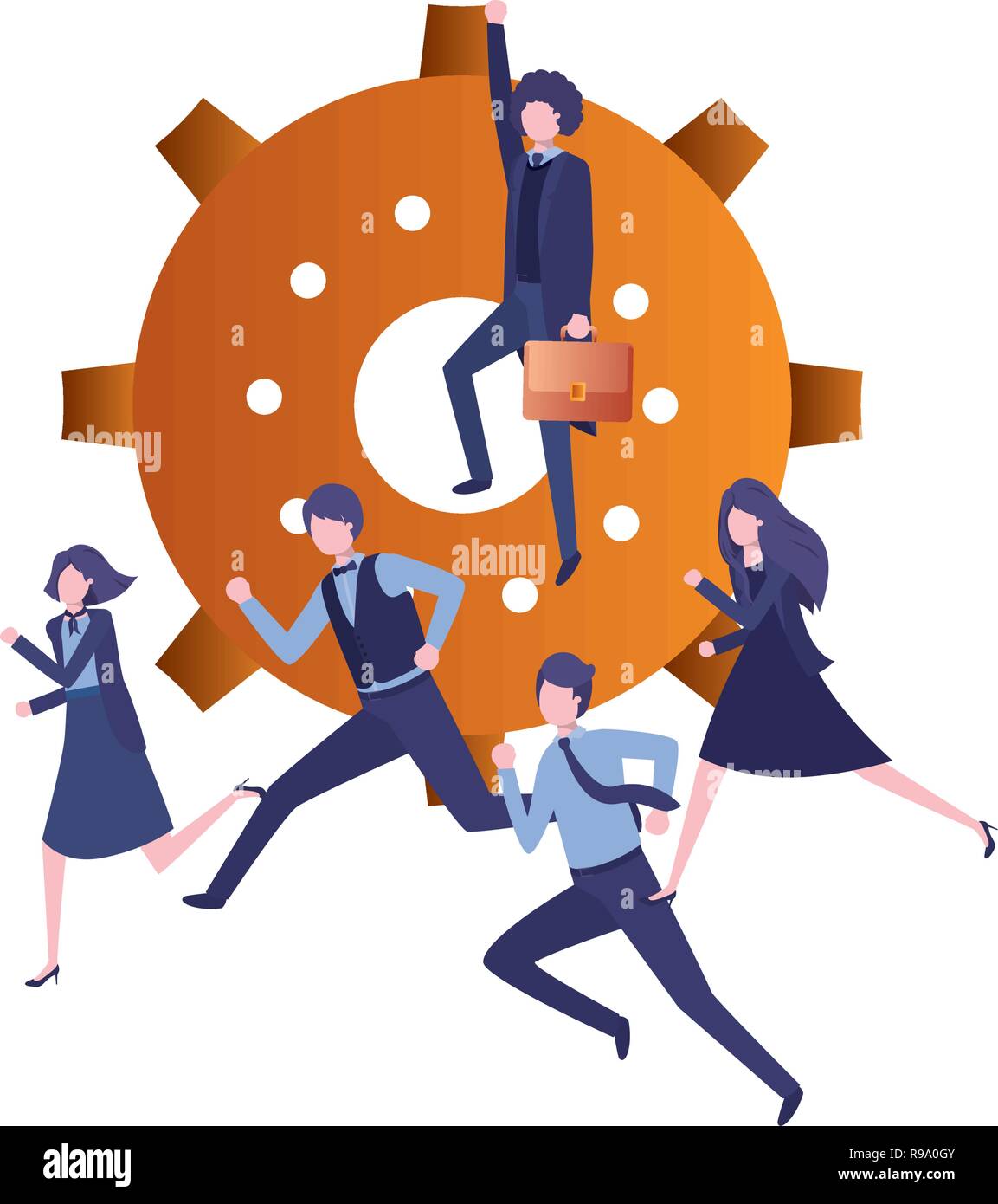 gear with group of businessmen avatar character Stock Vector Image ...