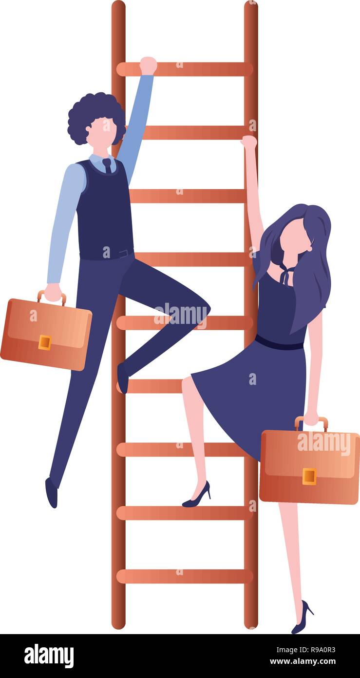 business couple with stair avatar character Stock Vector Image & Art ...