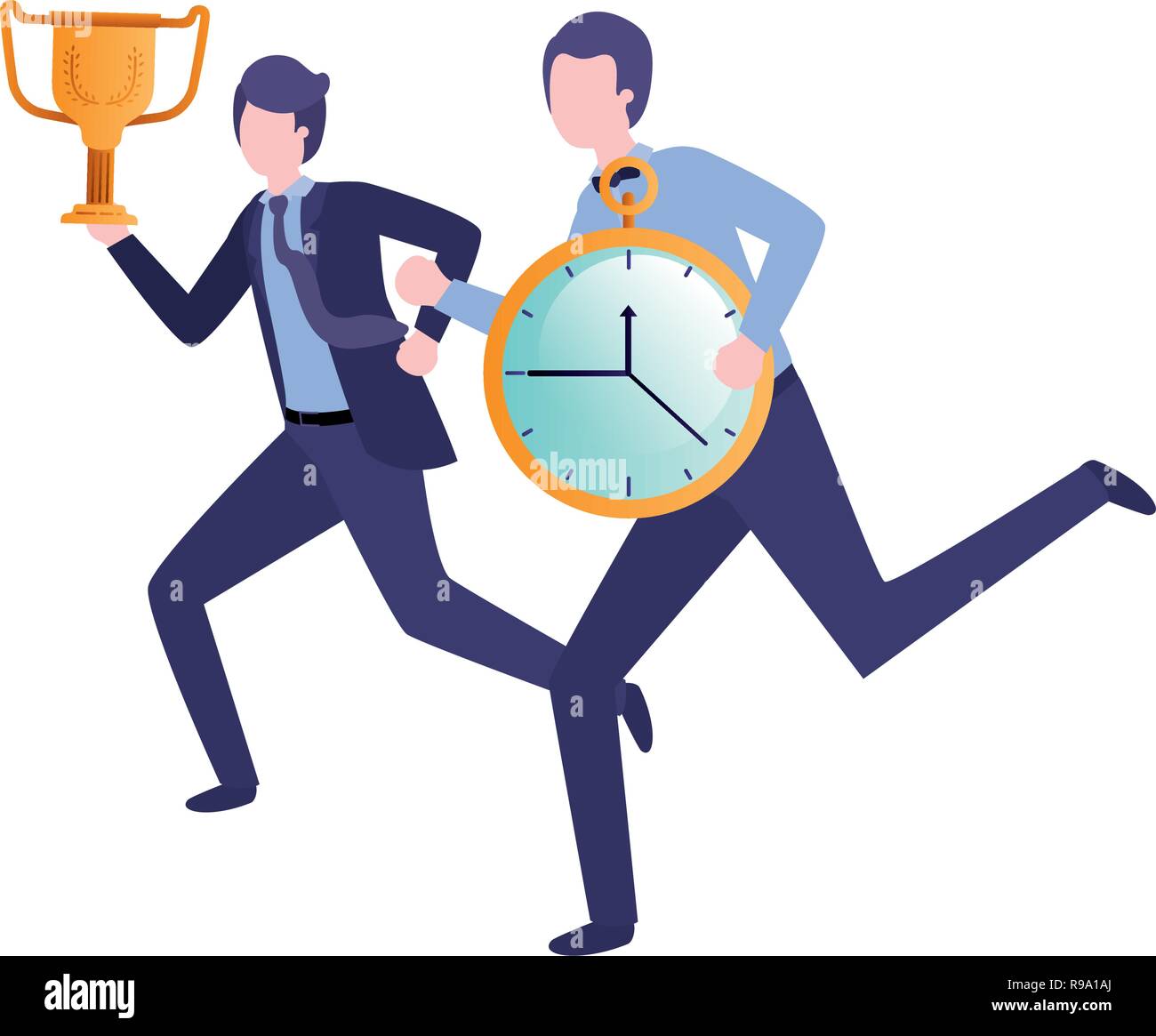 businessmen with clock and trophy avatar character Stock Vector Image ...