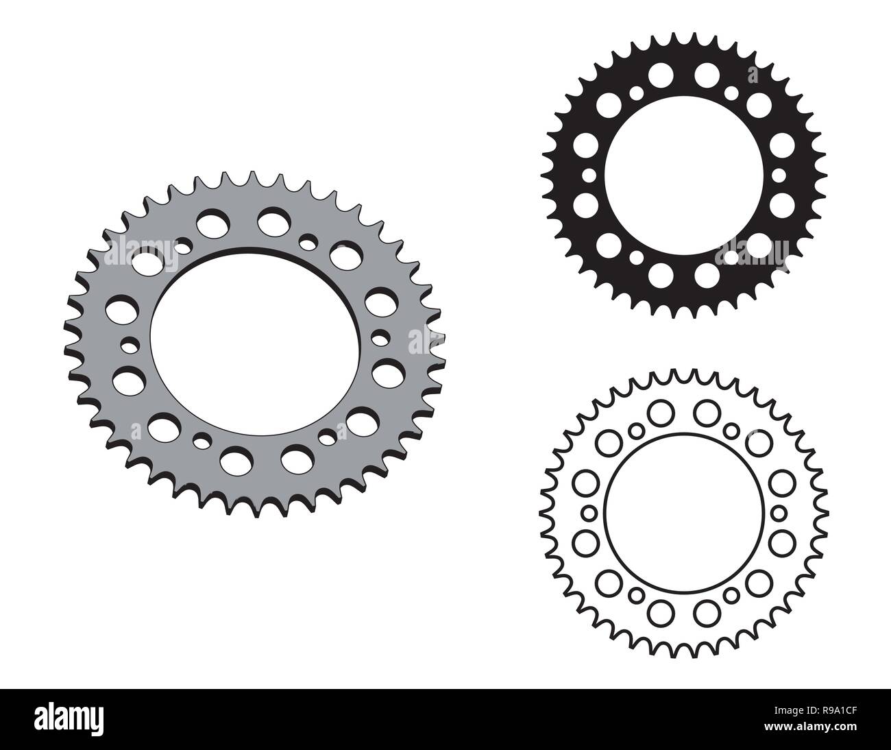 Roller chain sprocket. Flat and 3D effect vector Stock Vector Image