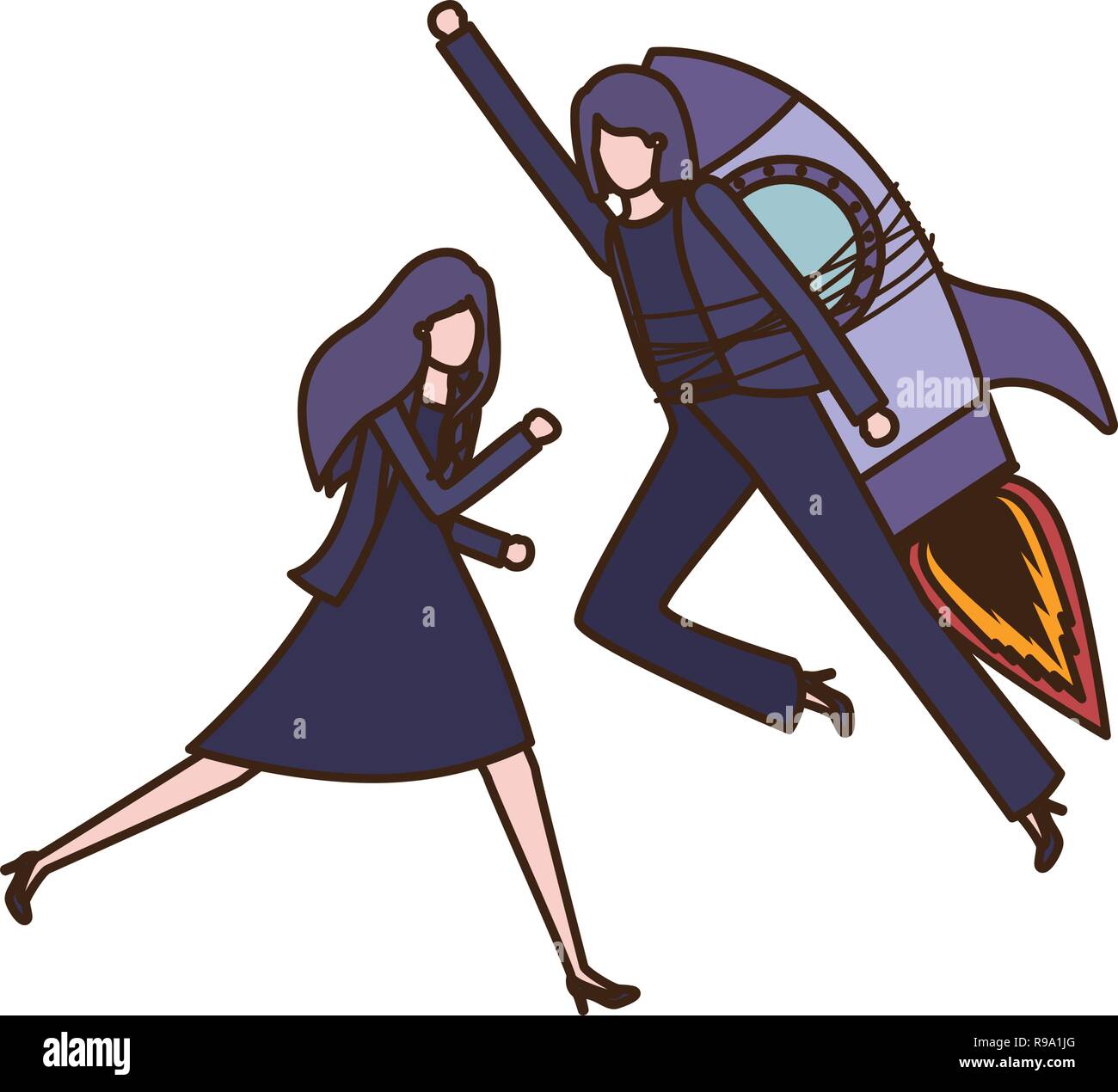 businesswomen with rocket avatar character Stock Vector Image & Art - Alamy
