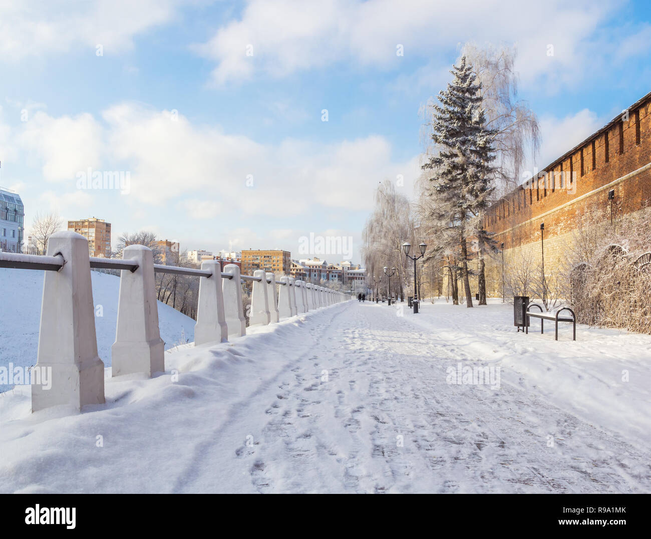 Snow on Kremlin Boulevard in Nizhny Novgorod, Russia Stock Photo