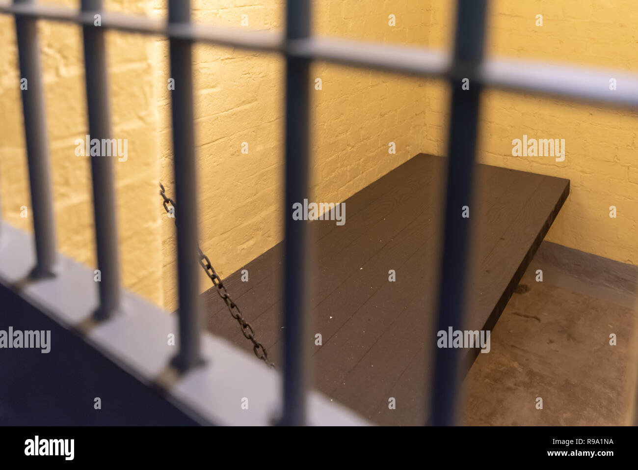 Central, Hong Kong - 20 Sep 2018: Interior setting of the Prison inside Tai Kwun, the former Central Police Station Compound. Stock Photo