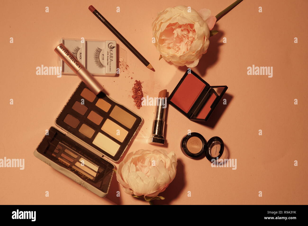 Makeup layout background Stock Photo