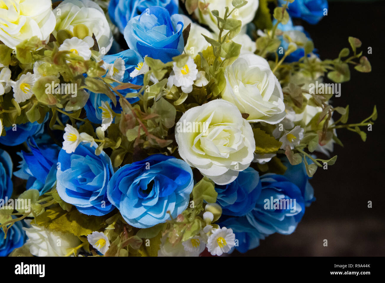 Plastic Blue Roses Plastic Roses Flowers Background Stock Photo - Alamy