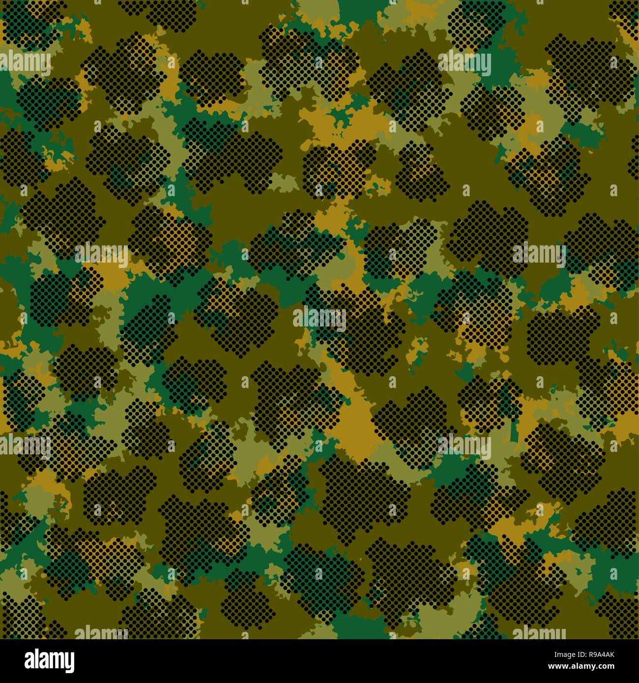 Fashion camo design. Color clouds seamless pattern vector. Trendy camouflage fabric pattern. Stock Vector
