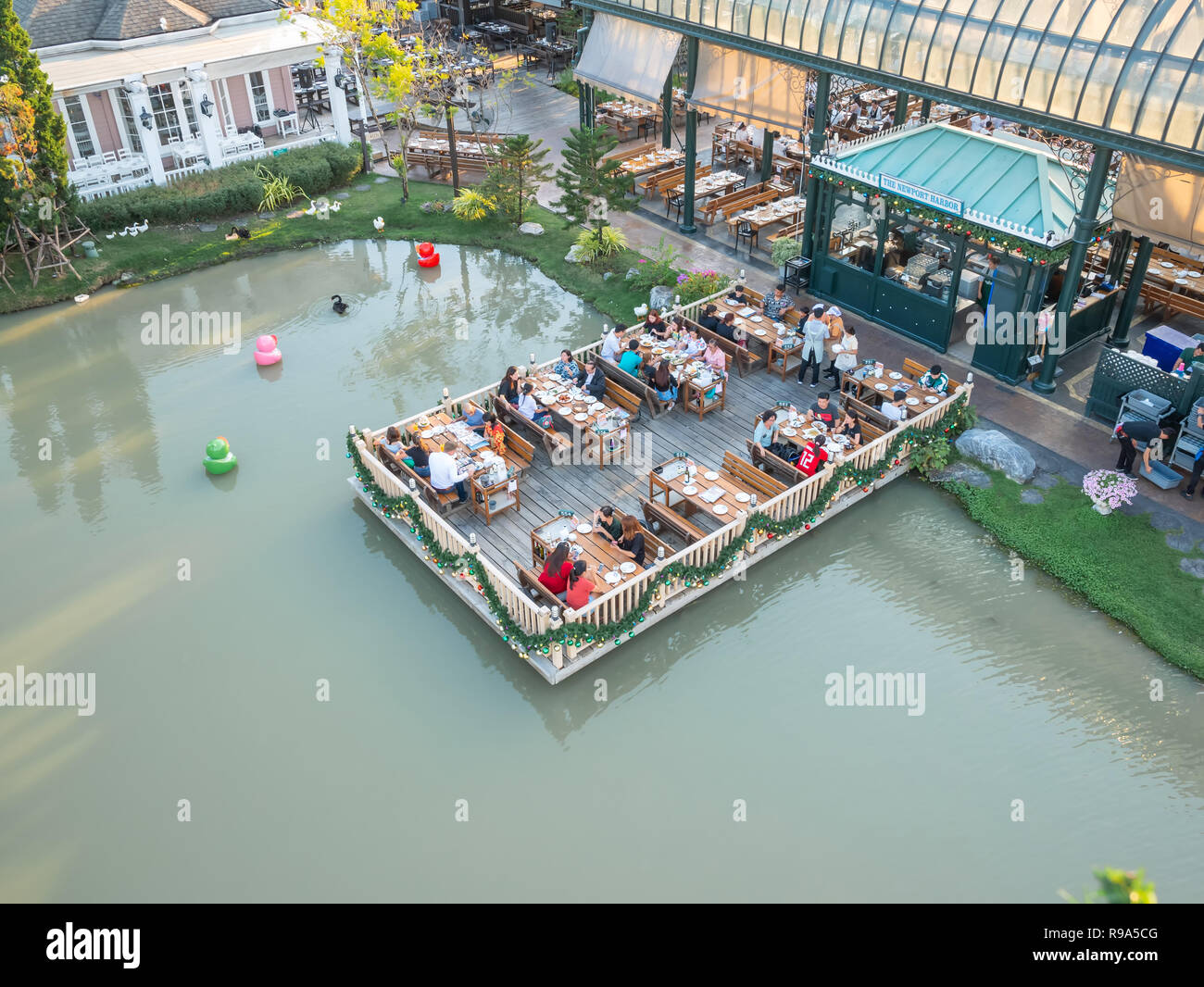 Bangkok, Thailand December 16, 2018 People visit and dine at